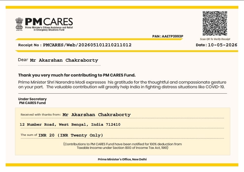 PM CARES Fund Contribution